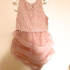 Pink 2 Piece Prom Dress